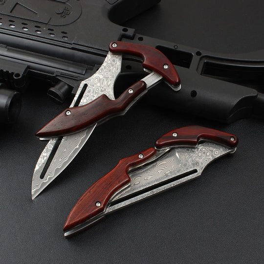 Forged for the Wild: Damascus Steel Camp Mechanical Lock Folding Knife