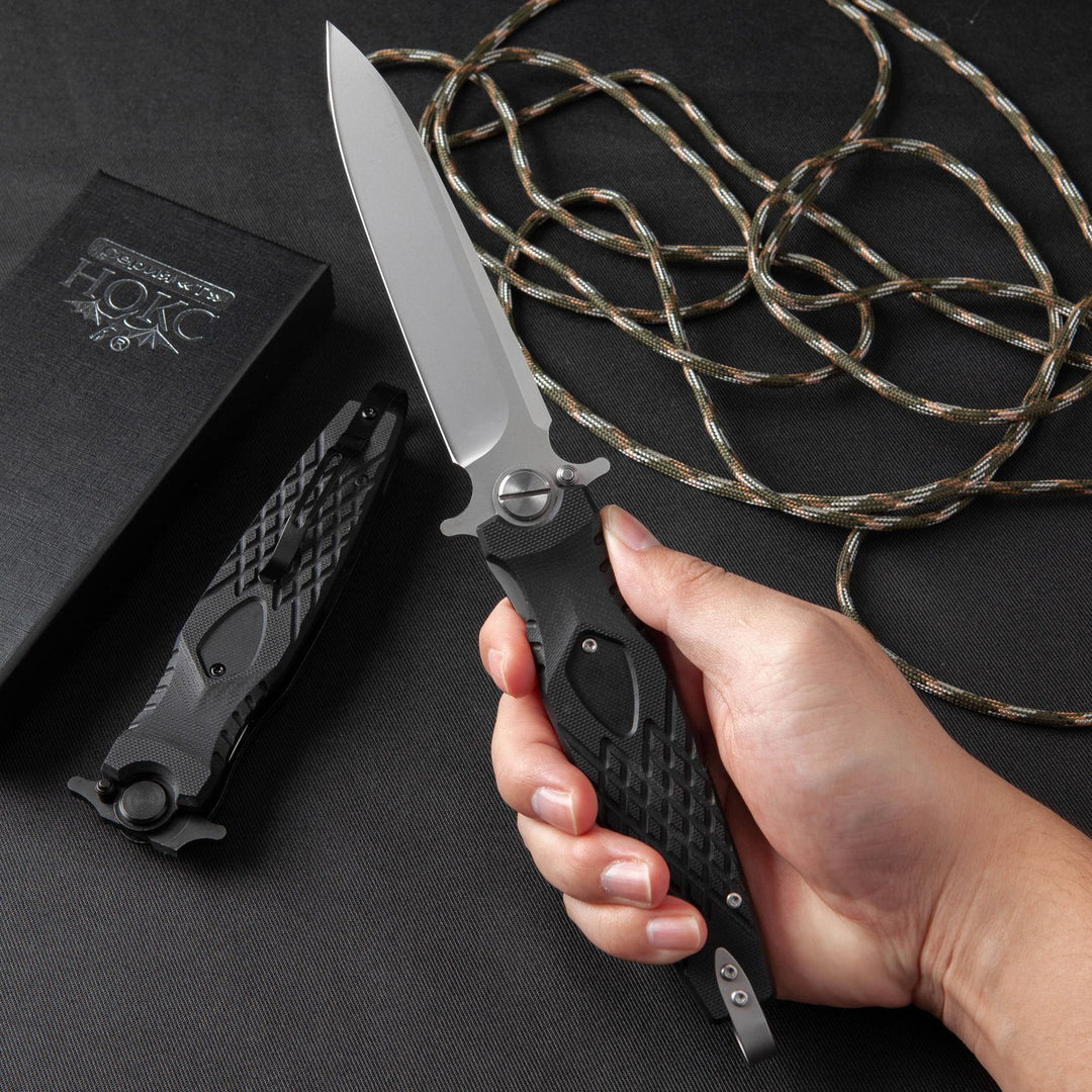Black Talon Dagger – Tactical Folding EDC Blade with Textured Grip & Satin Finish