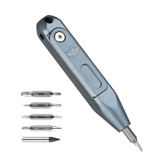 The Maestro:Titanium EDC Screwdriver Tool Featuring 8 Interchangeable S2 Steel 4mm Bits