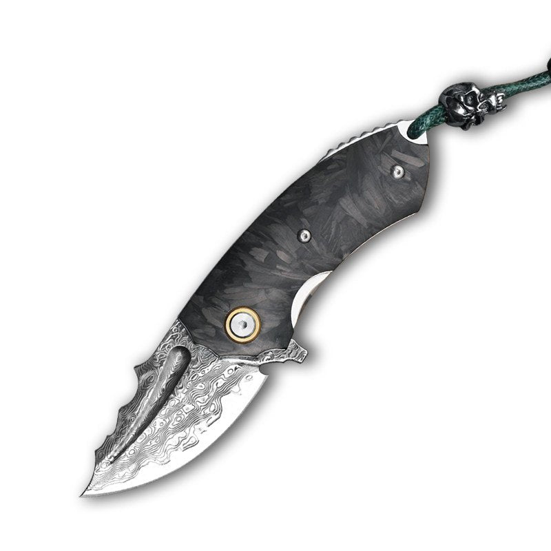 The Eclipse:Damascus Steel Folding Nightglow Pocket EDC Knife