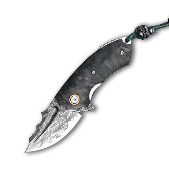 The Eclipse:Damascus Steel Folding Nightglow Pocket EDC Knife