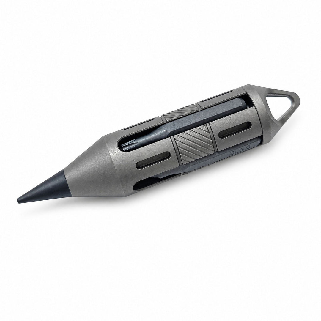 PenPry：7-in-1 Titanium EDC Tool With Eternal Pen, Pry Bar & Screwdriver Bits.