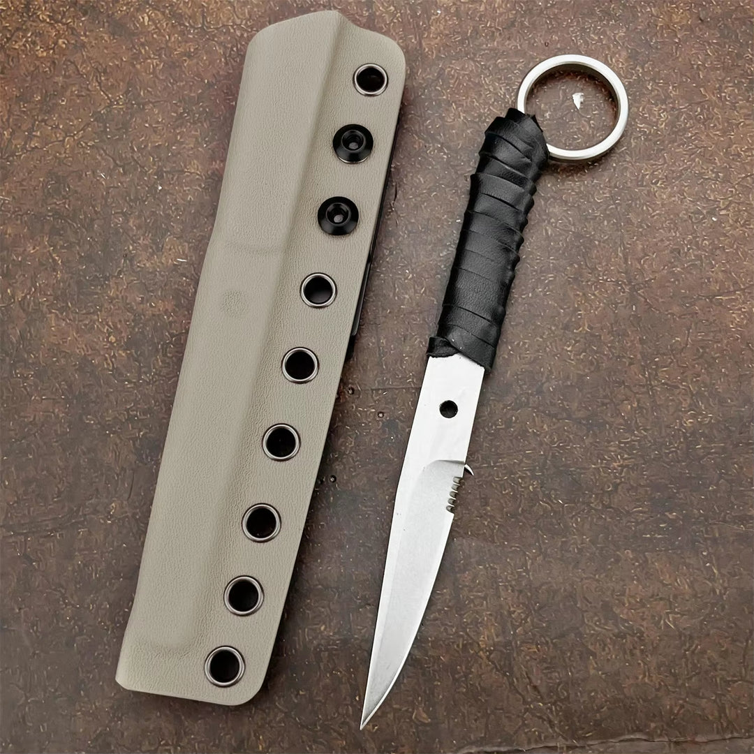 The Nexar:Leather-Wrapped EDC Fixed Blade Tactical Knife