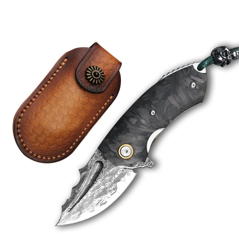 The Eclipse:Damascus Steel Folding Nightglow Pocket EDC Knife