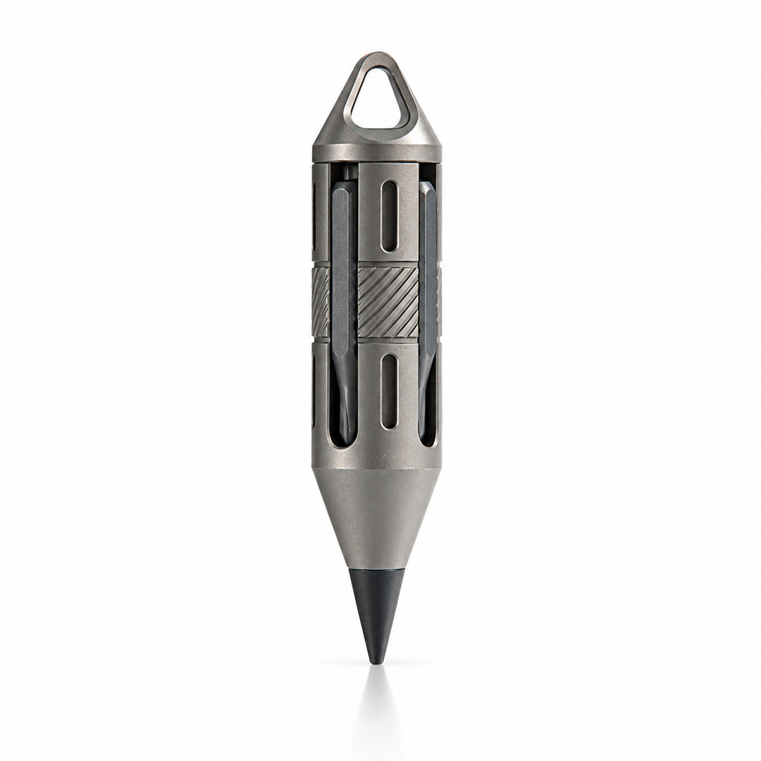 PenPry：7-in-1 Titanium EDC Tool With Eternal Pen, Pry Bar & Screwdriver Bits.
