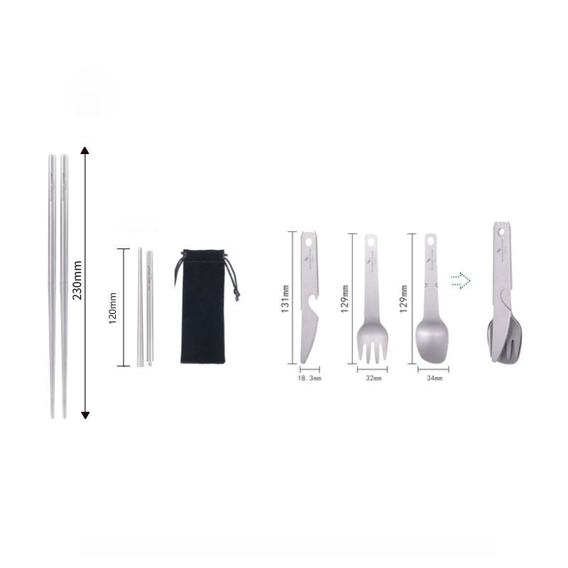 Boundless Voyage|Titanium Modular Cutlery Ultralight 4-in-1 EDC Multi-Functional Dining Gear