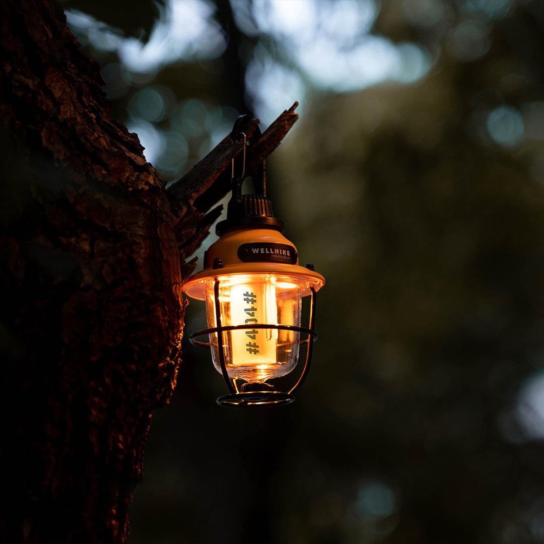 PineGlow - Vintage Rechargeable Lantern With 80H Battery For Camping Ambiance.