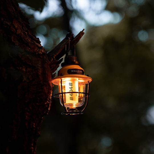 PineGlow - Vintage Rechargeable Lantern With 80H Battery For Camping Ambiance.