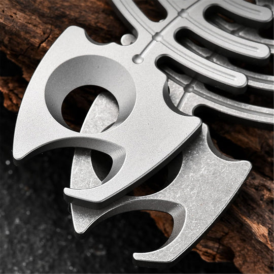 Fish Bone:Titanium Bottle Opener Keychain Pendant EDC Multi-tool