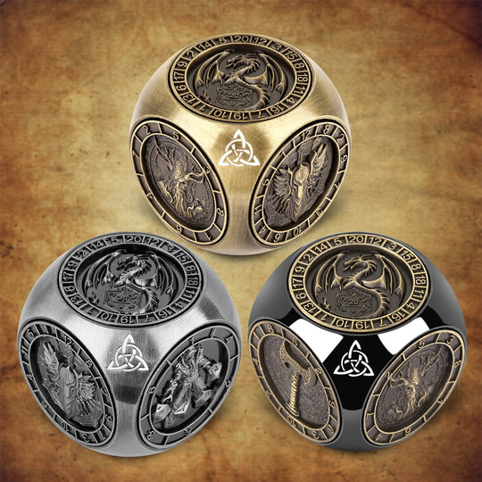 Vintage Heavyweight Metal DND Dice – 1.38" Jumbo Zinc Alloy RPG Die & Desktop Fidget