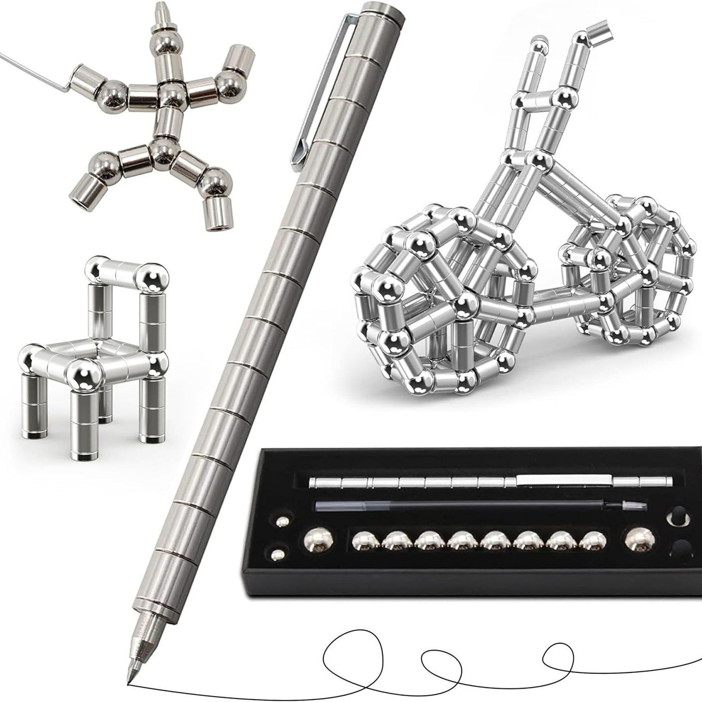 Magnetic Metal Fidget Pen-Deformable Stress Multifunctional Various of Shapes