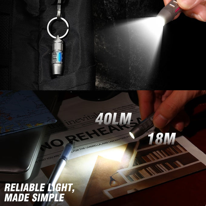 ED07 Ti：Titanium keychain flashlight & multitool, waterproof EDC.