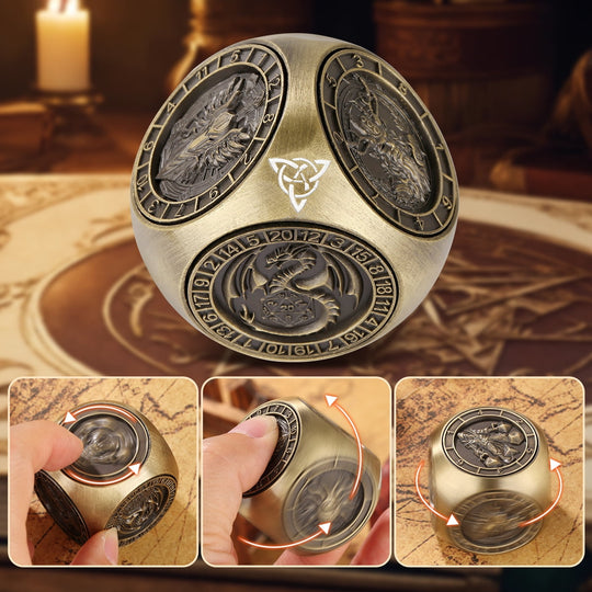 Vintage Heavyweight Metal DND Dice – 1.38" Jumbo Zinc Alloy RPG Die & Desktop Fidget