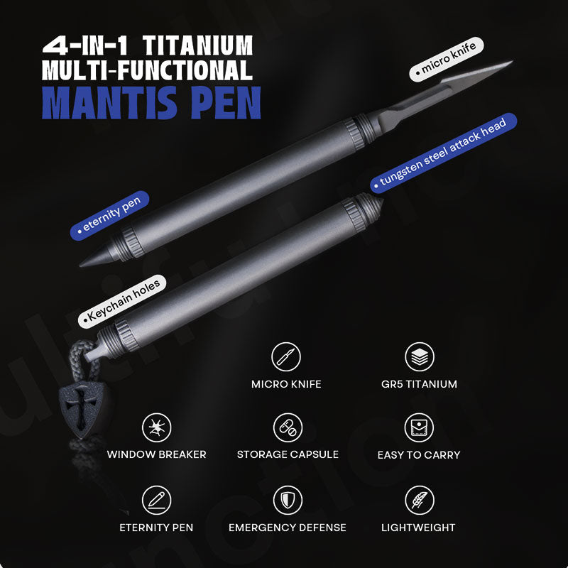 Titanium Mantis Mantis Titanium Pen – 4-in-1 EDC Multi-Tool Tactical Pen – Edctitan