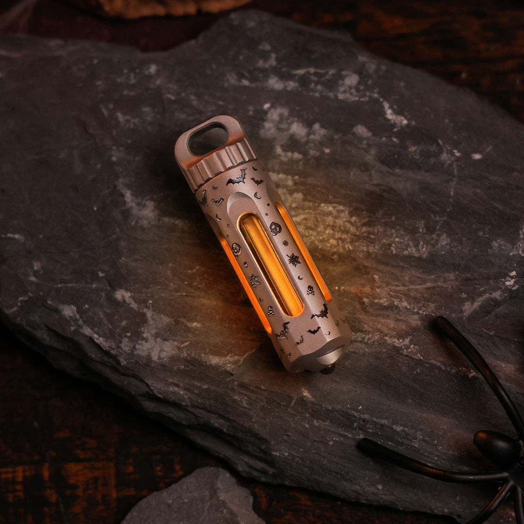 NoxTi Tritium Keychain — Halloween Limited Edition | Exclusive Halloween Pattern & Orange Glow