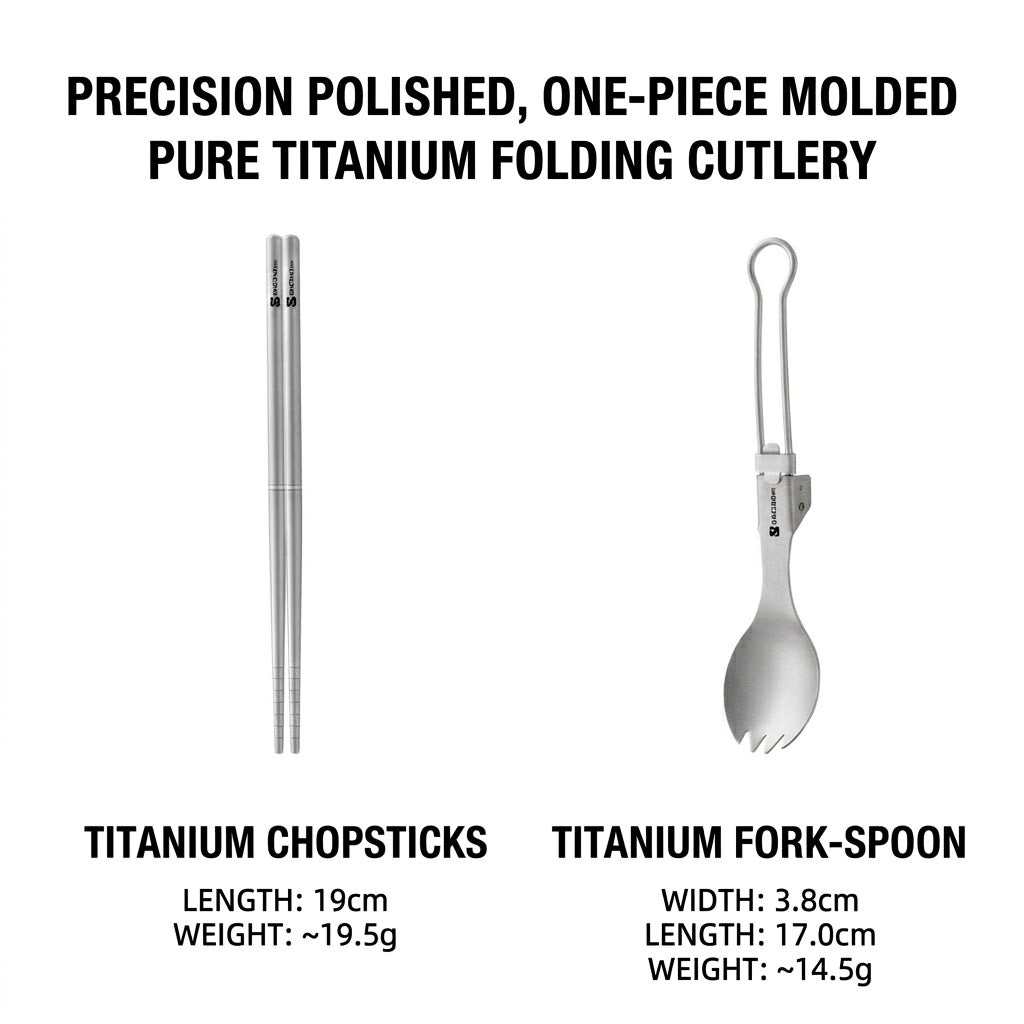 Apex Titanium Folding Cutlery Set | Anti-Corrosion & Ultralight