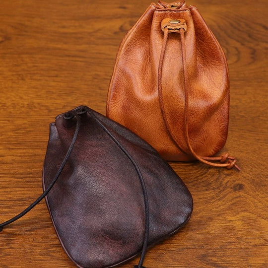 ADD-ONS: Leather Coin Pouch – Handcrafted EDC Drawstring Wallet