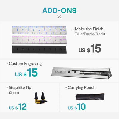 Triceratops Titanium 2-in-1 Ruler Pen - Triangular Multi-Functional Tool