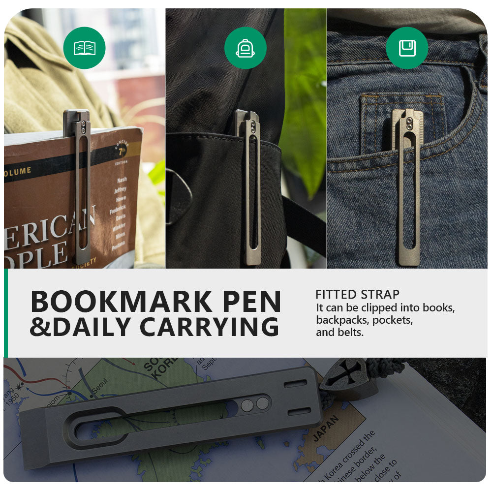 The BookBond Pen: Titanium Multitool Bookmark