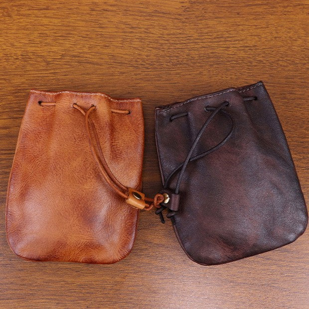 ADD-ONS: Leather Coin Pouch – Handcrafted EDC Drawstring Wallet