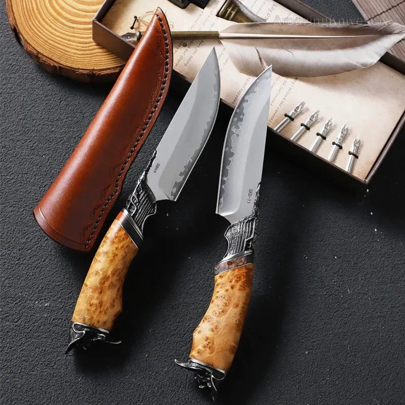 Corsair’s Legacy: Handcrafted Pirate Survival Knife | Japanese SKD-11 Steel & Rare Thuja Wood