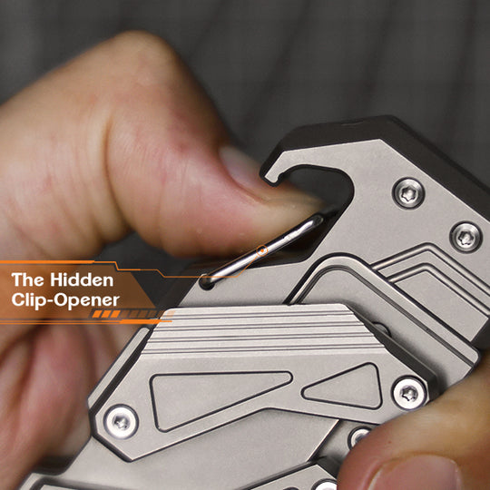 SyncraBlade: Titanium EDC Knife with Linked Slide-Action