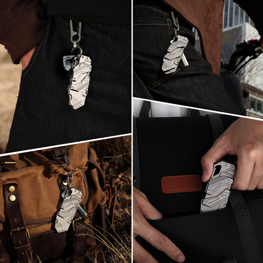 SyncraBlade: Titanium EDC Knife with Linked Slide-Action