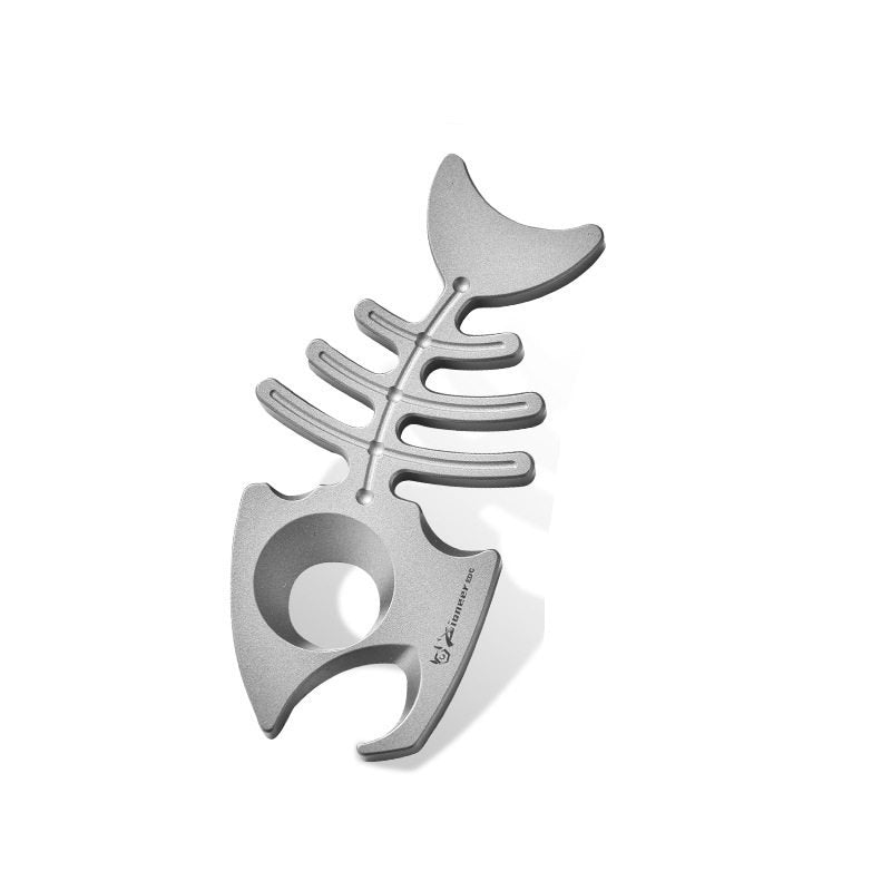 Fish Bone:Titanium Bottle Opener Keychain Pendant EDC Multi-tool