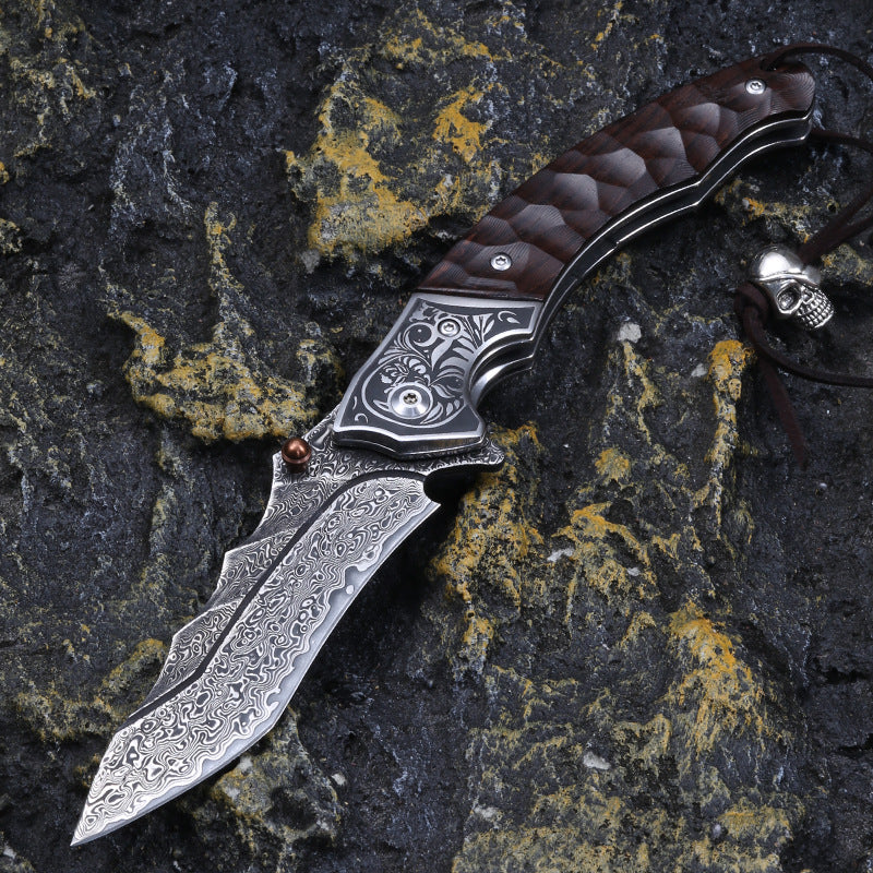 Side view of Sky Blade EDC Folding Knife with textured handle
