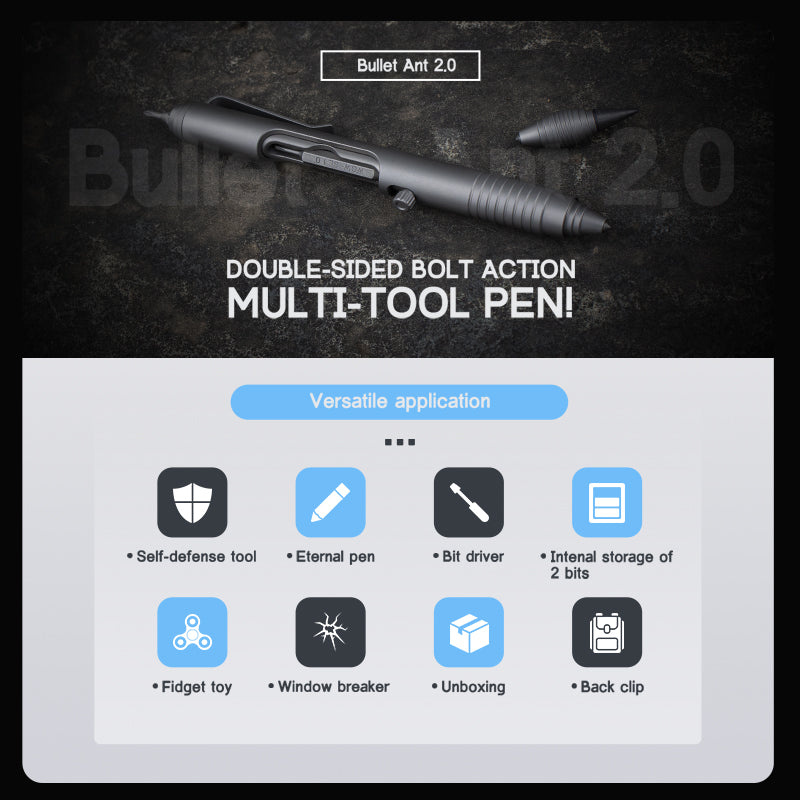 The Bullet Ant 2.0: Titanium Bolt Action Multitool Pen