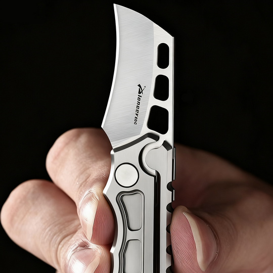 Titan Claw Mini EDC Folding Knife with 14C28N stainless steel and GR5 titanium handle. 
