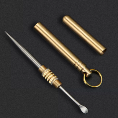 ADD-ONS: Titanium Ear Pick Toothpick Set (Brass case)