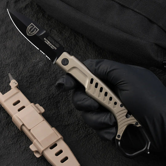 Ghost Reaver: N690 Tactical Folding Knife with Finger Ring