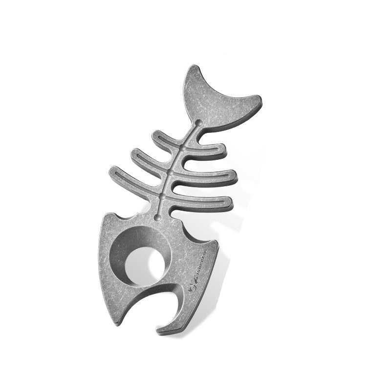Fish Bone:Titanium Bottle Opener Keychain Pendant EDC Multi-tool