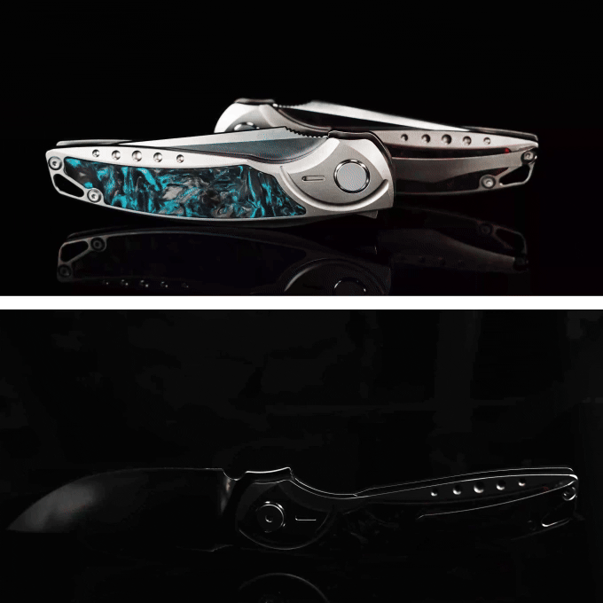 GraphiX: Ti & Carbon Folding Knife — M390/D2 Blade