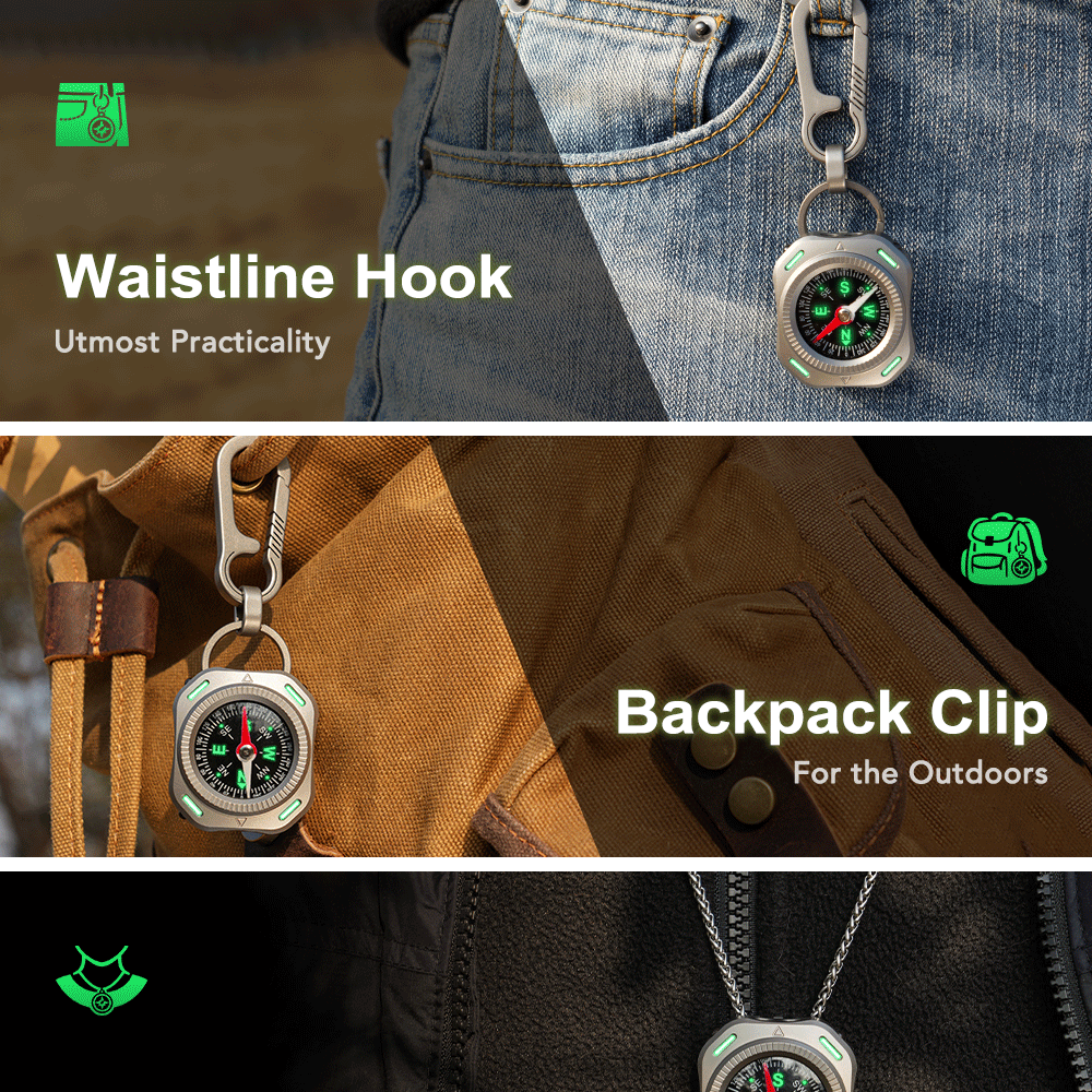 CompaX — A Titanium Compass with Multiple Carry Options