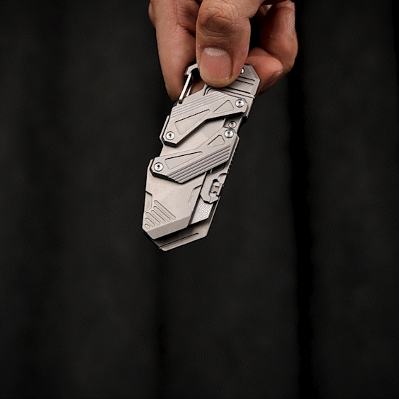 SyncraBlade: Titanium EDC Knife with Linked Slide-Action