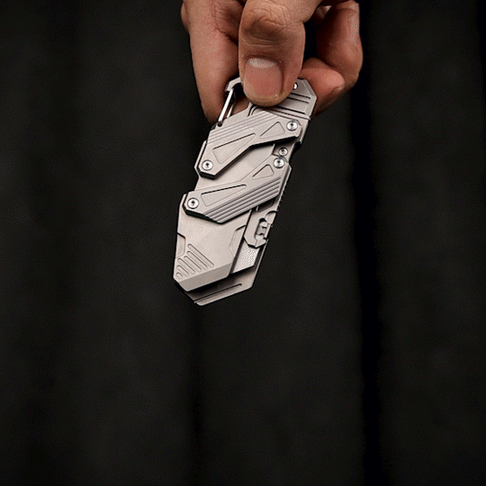 SyncraBlade: Titanium EDC Knife with Linked Slide-Action