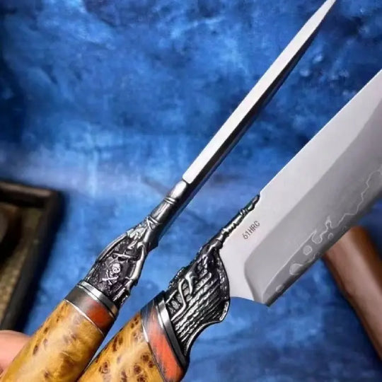 Corsair’s Legacy: Handcrafted Pirate Survival Knife | Japanese SKD-11 Steel & Rare Thuja Wood