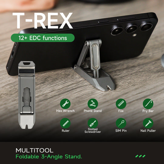 T-REX Stand:12-in-1 Titanium Foldable Phone Stand & EDC Tool