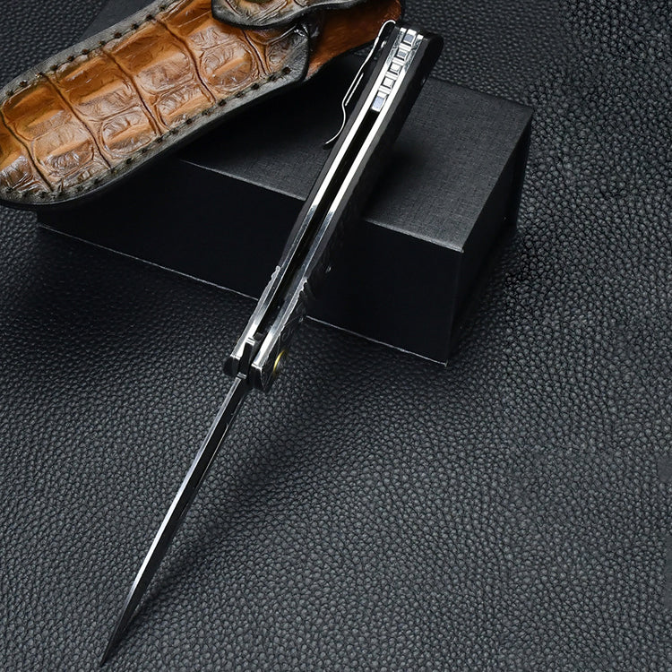 Panther Like:Camping & Self-Defense Damascus Folding EDC Knife