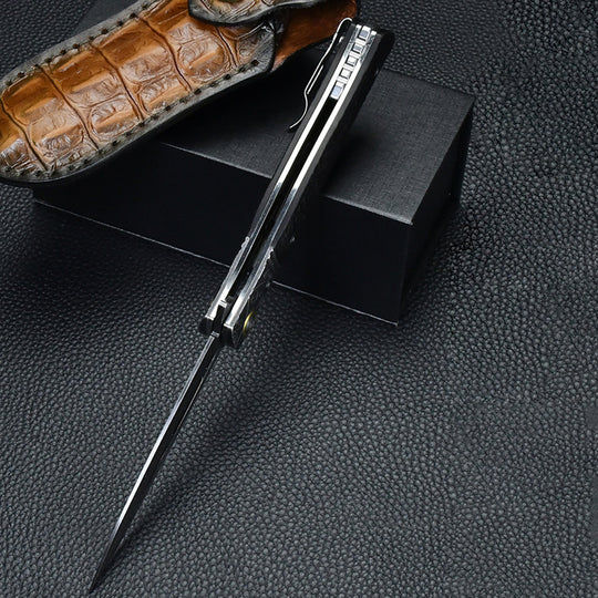 Panther Like:Camping & Self-Defense Damascus Folding EDC Knife